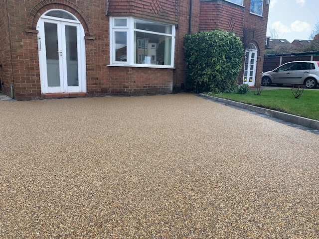 New resign bound driveway in Timperley