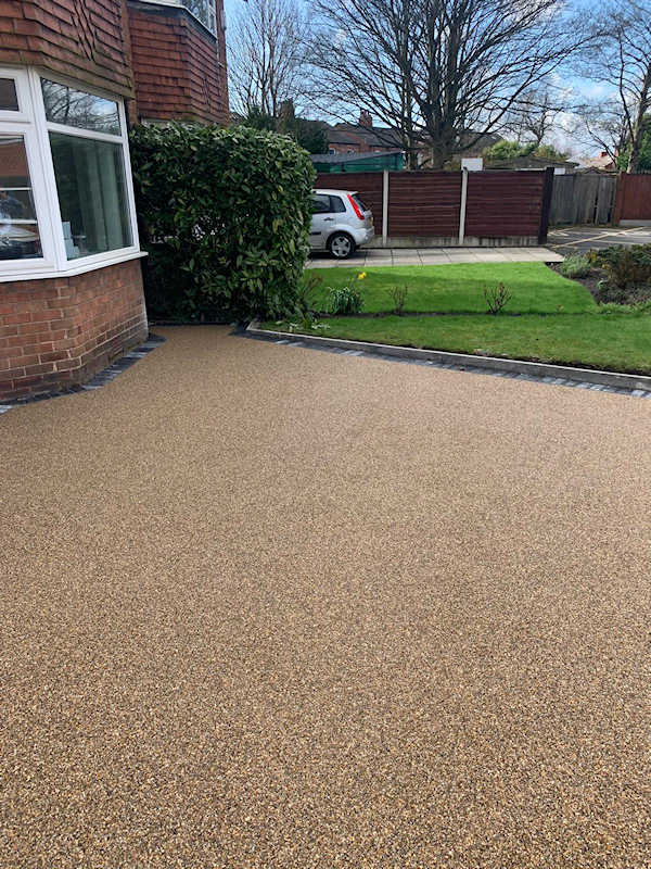 New resign bound driveway in Timperley