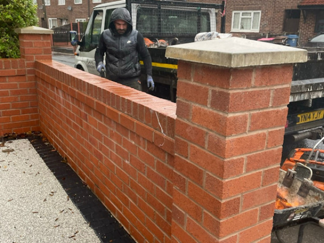 New brick wall along the perimeter