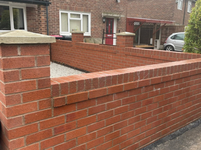 New brick wall along the perimeter